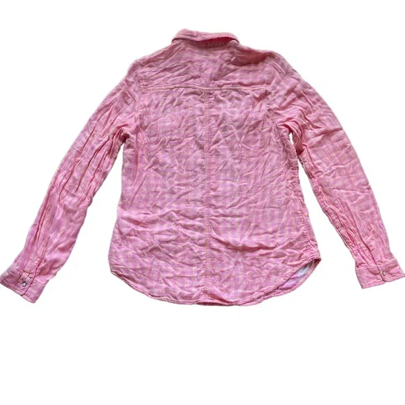 Maurices pink & orange plaid checkered long sleeve button down shirt - Picture 8 of 14